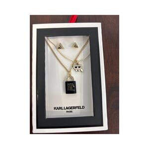 Karl Lagerfeld Gold and Black Pendant Set